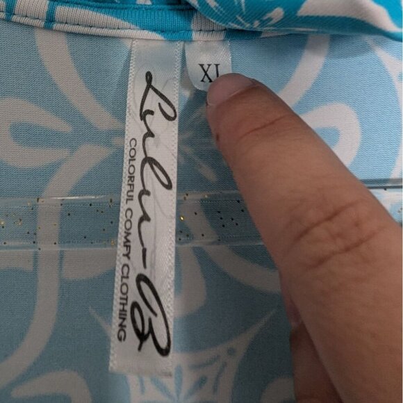 Lulu B Floral Maxi Dress Womens Size XL Tahitian Turquoise Nylon Scallop V Neck - Picture 4 of 8